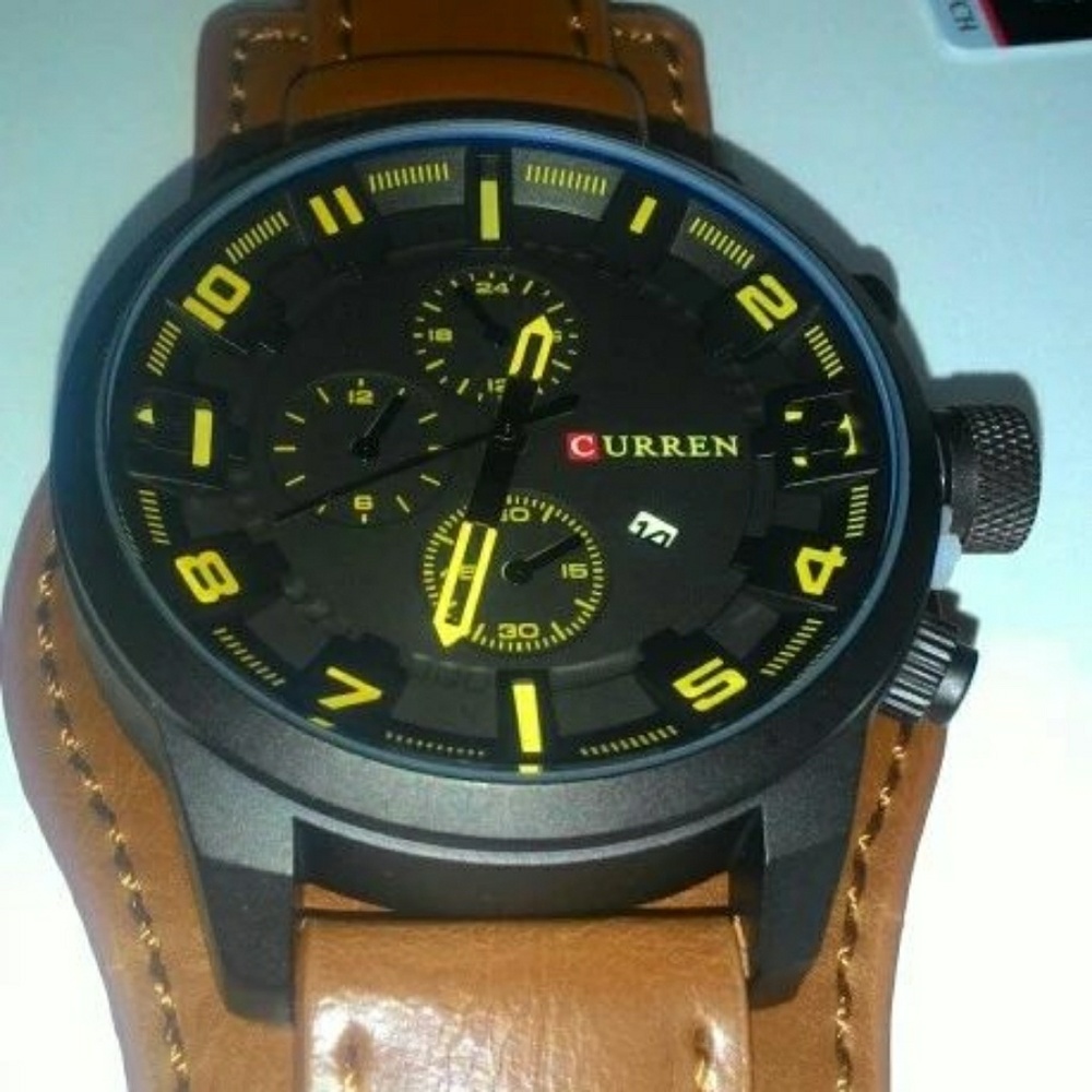 Original Men's Sports Waterproof Leather Strap Dat - Picture 4 of 6